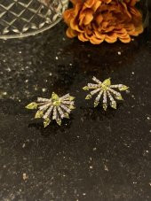 Aksesuar Çarşısı Sarı Zirkon Taşlı Çift Taraflı Küpe thumbnail 3