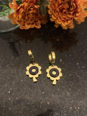 Aksesuar Çarşısı Lacivert Taşlı Çiçek Küpe thumbnail 1