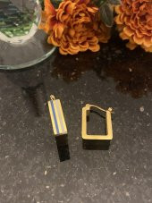 Aksesuar Çarşısı Mineli U  Küpe Gold - 3