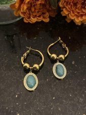 Aksesuar Çarşısı Akik Taşlı Halka Küpe thumbnail 1