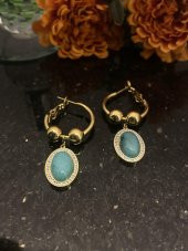 Aksesuar Çarşısı Akik Taşlı Halka Küpe thumbnail 2