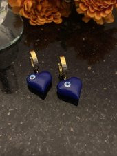 Aksesuar Çarşısı Lacivert Kalp Murano Küpe thumbnail 2