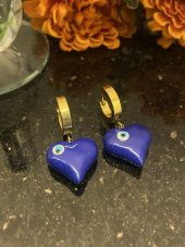 Aksesuar Çarşısı Lacivert Kalp Murano Küpe thumbnail 3