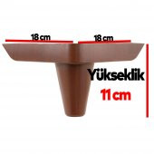 Lüks Mobilya Kanepe Sehpa Puf Koltuk Ayağı 11 cm Kahverengi Ahşap Desenli Baza Ayak thumbnail 4