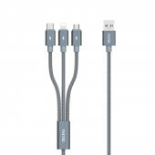 Tecno Casper Via F20 3in1 Lightning, Type-C, Micro Çıkışlı Örgülü Hızlı Data ve Şarj Kablosu - 1