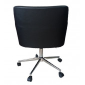 Büro Koltuğu Çalışma Sandalyesi Krom Yıldız Ayaklı Döküm Süngerli Antrasit Renk Suni Deri - 2