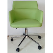 Büro Koltuğu Çalışma Sandalyesi Krom Yıldız Ayaklı Döküm Süngerli Yeşil Suni Deri thumbnail 1