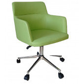 Büro Koltuğu Çalışma Sandalyesi Krom Yıldız Ayaklı Döküm Süngerli Yeşil Suni Deri thumbnail 2