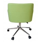 Büro Koltuğu Çalışma Sandalyesi Krom Yıldız Ayaklı Döküm Süngerli Yeşil Suni Deri thumbnail 3
