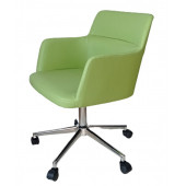 Büro Koltuğu Çalışma Sandalyesi Krom Yıldız Ayaklı Döküm Süngerli Yeşil Suni Deri thumbnail 4