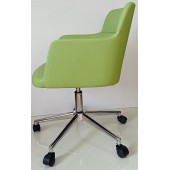 Büro Koltuğu Çalışma Sandalyesi Krom Yıldız Ayaklı Döküm Süngerli Yeşil Suni Deri thumbnail 5