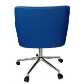 Çalışma Sandalyesi Krom Yıldız Ayaklı Döküm Süngerli Mavi Suni Deri - 3