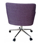 Çalışma Sandalyesi Krom Yıldız Ayaklı Döküm Süngerli Mor Keten Kumaş - 3