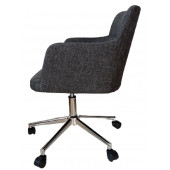 Çalışma Sandalyesi Krom Yıldız Ayaklı Döküm Süngerli Antrasit Keten Kumaş - 5