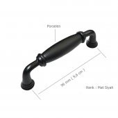 Porselen Mobilya Dolap Kulp 96 mm Mat Siyah - 2