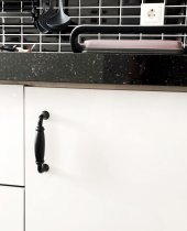 Porselen Mobilya Dolap Kulp 128 mm Mat Siyah - 3