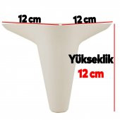 Lüks Mobilya Kanepe Sehpa Puf Koltuk Ayağı 12 cm Krem Baza Ayak - 5