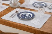 Finezza Lola Jakar Polyester Kumaş Bej Amerikan Servis 34x46 cm Gri 4 Ad.-1382 - 3