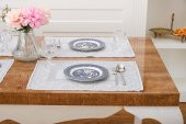Finezza Roma Jakar Polyester Kumaş Bej Amerikan Servis 34 x 46 cm Gri 4 Ad.-1383 - 3
