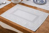 Finezza Roma Jakar Polyester Kumaş Bej Amerikan Servis 34 x 46 cm Gri 4 Ad.-1383 - 4