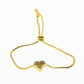 Altın Renk Yaprak Model Asansör Zirkon Bileklik - 2014 - 2