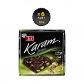 Eti Karam Antep Fıstıklı Kakaolu Bitter Çikolata 60 g x 6 Adet - 1