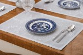 Finezza Ayda Jakar Polyester Kumaş Bej Amerikan Servis 33,5x46 cm Gri 4 Ad.-1386 - 4