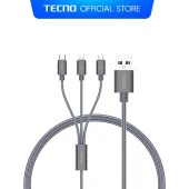 Tecno Huawei MatePad T10 Tablet İle Uyumlu 3in1 Lightning, Type-C, Micro Çıkışlı Örgülü Hızlı Data ve Şarj Kablosu - 2
