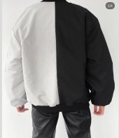 PB Siyah Gri Çift Renk Unisex Oversize Bomber Ceket - 2