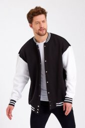 Sade Baskısız 3 İplik Oversize Unisex Kolej Ceket - 2
