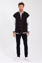 Sade Baskısız 3 İplik Oversize Unisex Kolej Ceket - 4