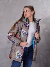 Farm Animals Retro Gate Dijital Art Puffer Mont Kadın - 1