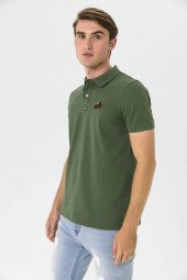 Farm Animals Polo Yaka Ayı Nakış Detaylı Erkek T-Shirt - 1