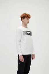 Fancy Crewneck Off Whıte Sweatshirt - 3
