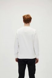 Fancy Crewneck Off Whıte Sweatshirt - 5