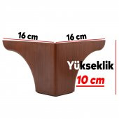 Lüks Mobilya Kanepe Sehpa Puf Koltuk Ayağı 10 cm Kahverengi Ahşap Desenli Baza Ayak - 5