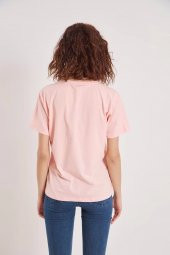Kadın Perfectly Yazı Baskılı Pudra Renk T-shirt - 5