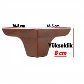 Lüks Mobilya Kanepe Sehpa Puf Koltuk Ayağı 8 cm Ahşap Desenli Kahverengi Baza Ayak thumbnail 5