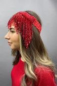 Kırmızı Boncuklu Hürrem Saç ve Türban Aksesuarı - 1