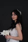 İnci Boncuklu Taşlı Yan Toka Gelin Aksesuarı - 1