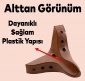 Lüks Mobilya Kanepe Sehpa Puf Koltuk Ayağı 12 cm Kahverengi Ahşap Desenli Baza Ayak thumbnail 2