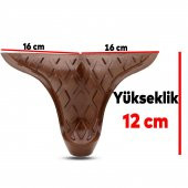 Lüks Mobilya Kanepe Sehpa Puf Koltuk Ayağı 12 cm Kahverengi Ahşap Desenli Baza Ayak thumbnail 5