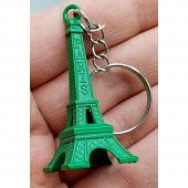 Paris Eyfel Kulesi 3D Metal Anahtarlık Yeşil thumbnail 3