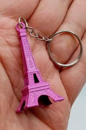 Paris Eyfel Kulesi 3D Metal Anahtarlık Pembe thumbnail 7