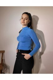 Kadın 3618 Balıkçı Yaka Top Mavi - 1