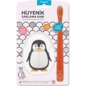 Flipper Hijyenik Fun Animal Saklama Kabı Ve Çocuk Diş Fırçası Seti - Penguen Figürlü - 3