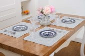 Finezza İris Jakar Polyester Kumaş Bej Amerikan Servis 33x46 cm Gri 4 Ad.-1389 - 2