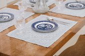 Finezza İris Jakar Polyester Kumaş Bej Amerikan Servis 33x46 cm Gri 4 Ad.-1389 - 3