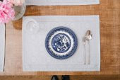 Finezza İris Jakar Polyester Kumaş Bej Amerikan Servis 33x46 cm Gri 4 Ad.-1389 - 4