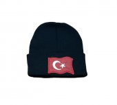 Salarticaret Türk Bayrak Baskılı Siyah Bere - 1